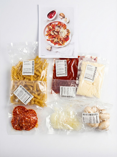 Упаковки с ингридиентами Ужин Дома